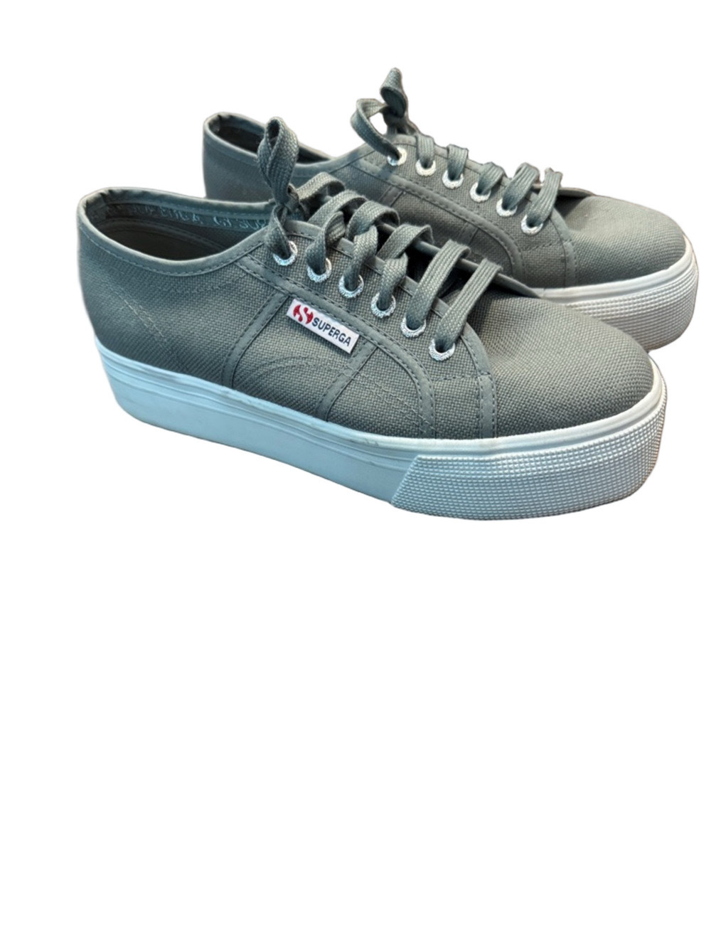 Superga Gray Platform Canvas Sneakers Size 8